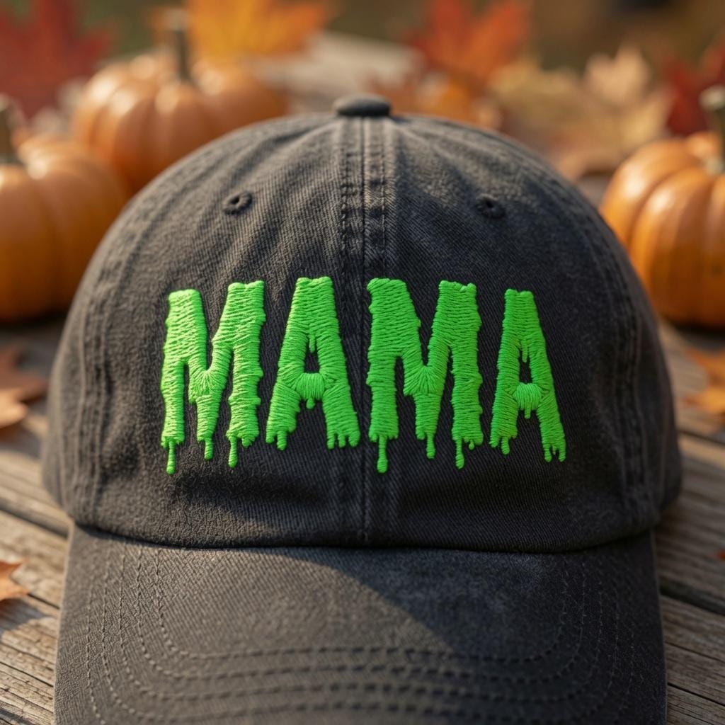 Custom Halloween Family Hat, Personalized Melting Font Cap, Custom Name Spooky Hat, Matching Halloween Group Cap, Embroidered Fall Hat