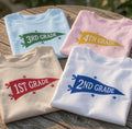 Custom Grade Level Teacher Shirt, Personalized Pennant Back to School Spirit Tee