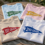 Custom Grade Level Teacher Shirt, Personalized Pennant Back to School Spirit Tee