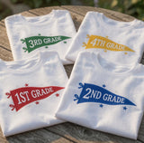 Custom Grade Level Teacher Shirt, Personalized Pennant Back to School Spirit Tee