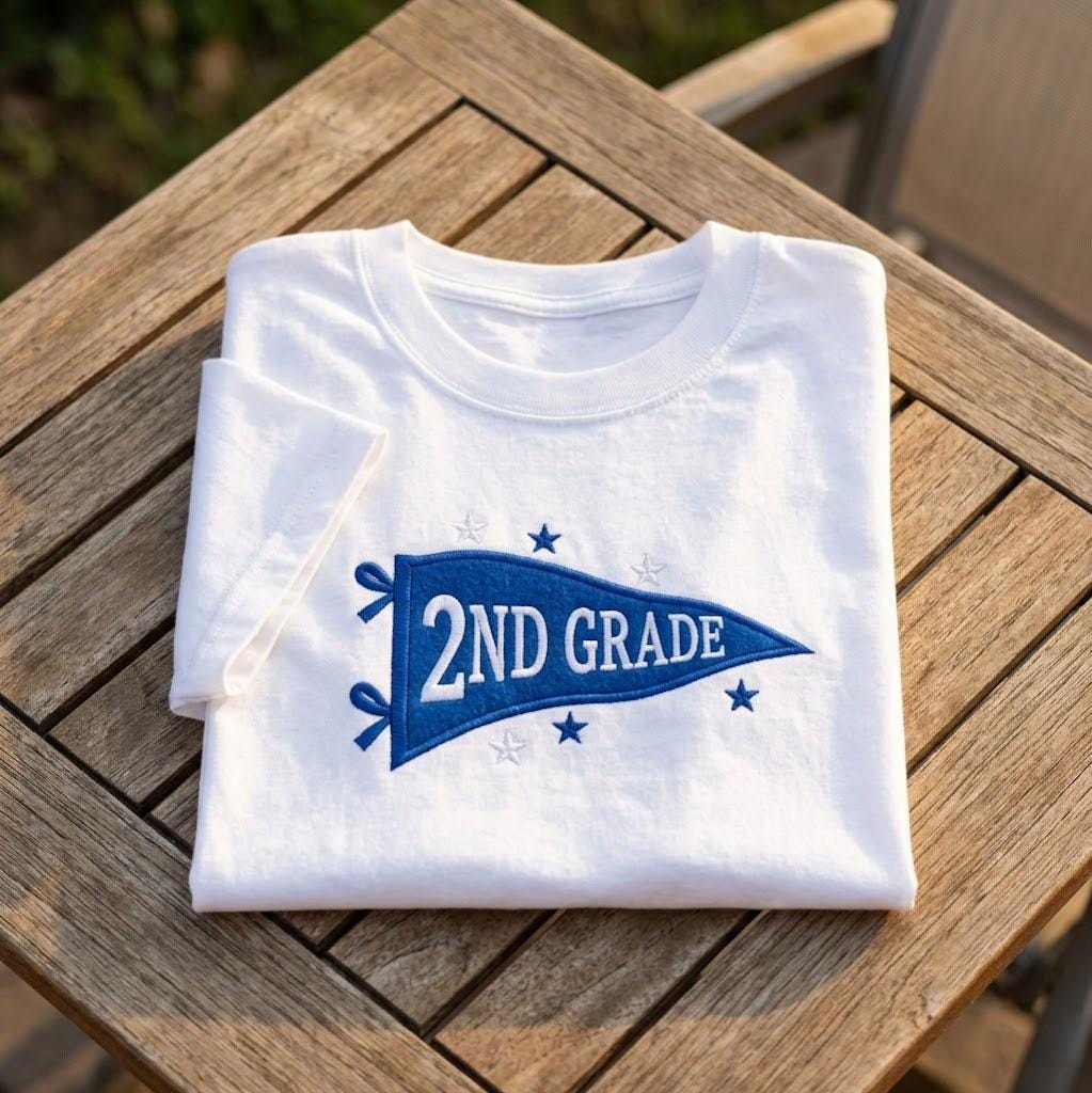 Custom Grade Level Teacher Shirt, Personalized Pennant Back to School Spirit Tee