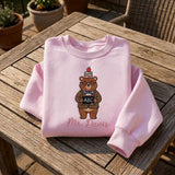 Custom Teacher Embroidered Sweatshirt, Personalized Bear Cute School Staff Crewneck