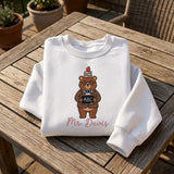 Custom Teacher Embroidered Sweatshirt, Personalized Bear Cute School Staff Crewneck