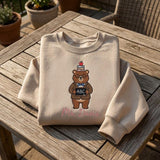 Custom Teacher Embroidered Sweatshirt, Personalized Bear Cute School Staff Crewneck
