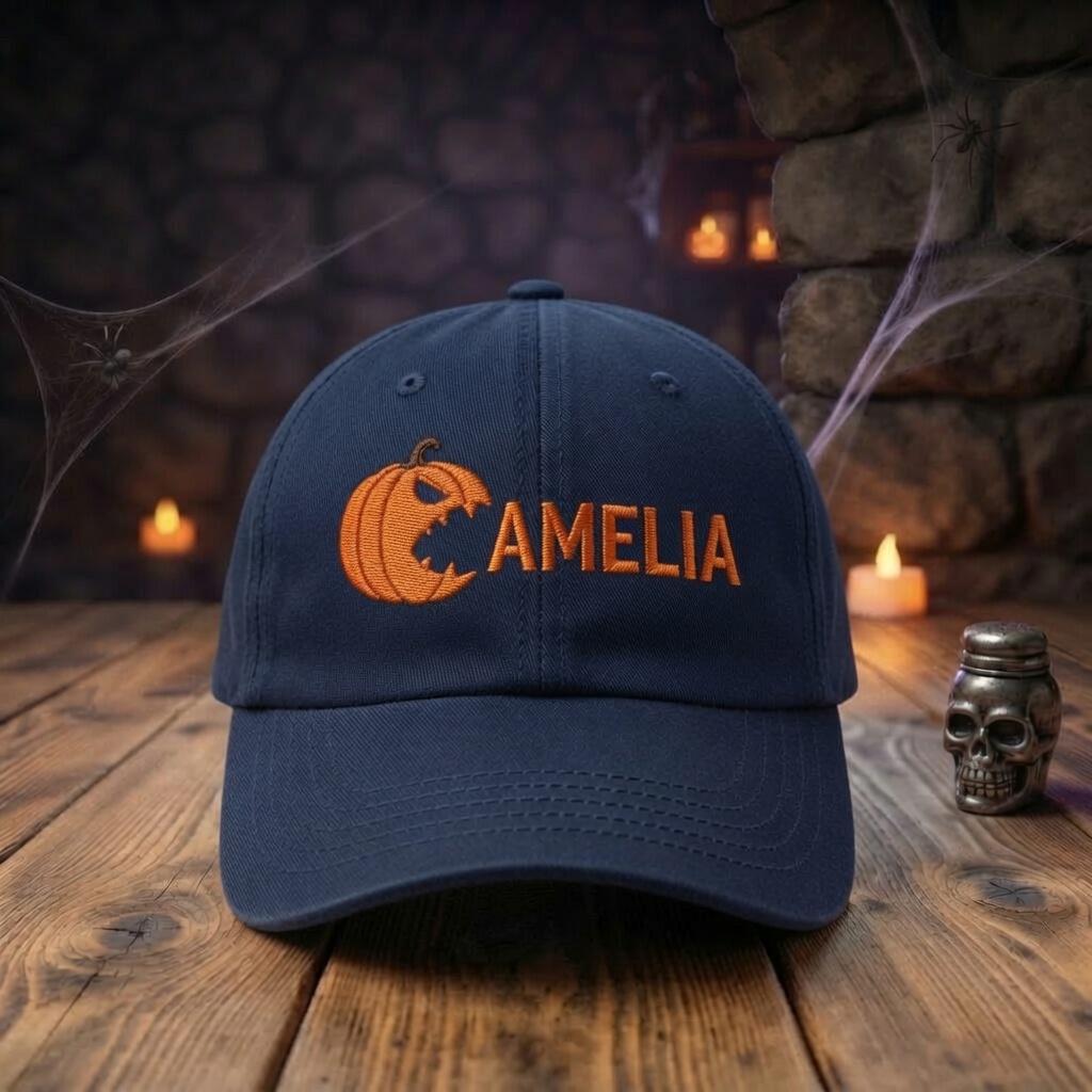 Pumpkin Face Embroidered Halloween Hat, Cute Jack O Lantern Baseball Cap, Fall Gift