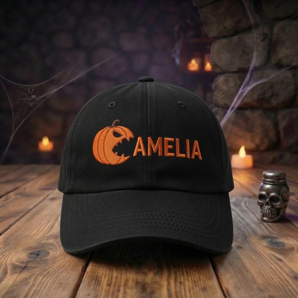 Pumpkin Face Embroidered Halloween Hat, Cute Jack O Lantern Baseball Cap, Fall Gift