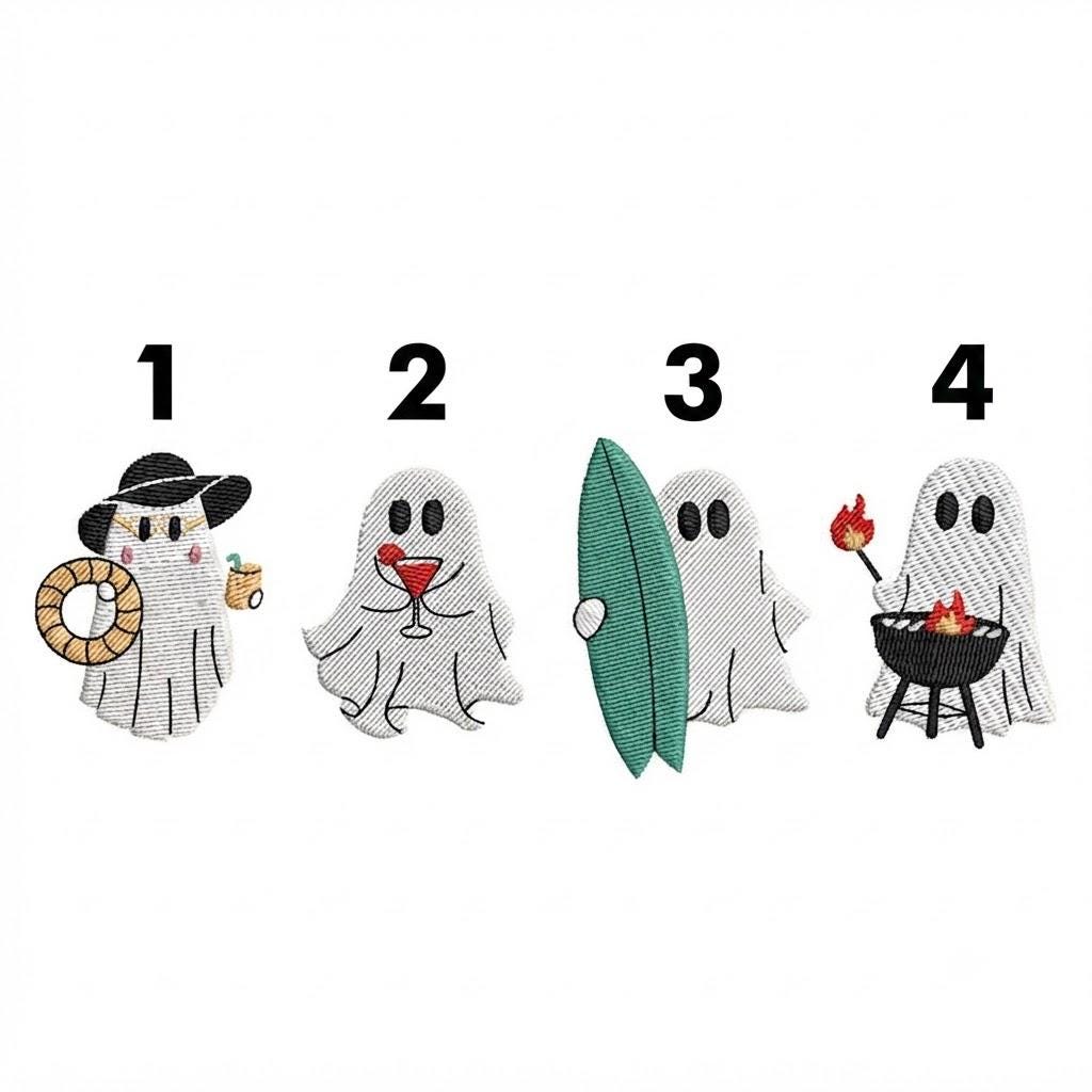 Beach Ghost Embroidered Hat, Funny Tropical Halloween Baseball Cap, Summer Spooky Gift