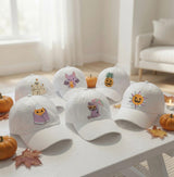 Tropical Halloween Embroidered Hat, Beach Skull and Pumpkin Baseball Cap