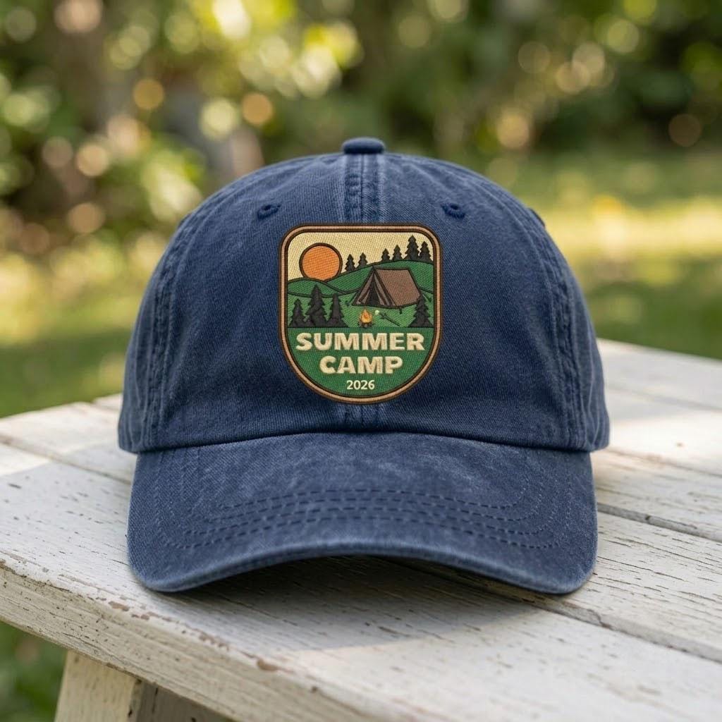 Summer Camp 2026 Embroidered Hat, Vintage Camping Baseball Cap, Outdoor Adventure Gift