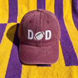 Football Embroidered Dad Hat, Custom Washed Cotton Baseball Cap, Game Day Gift for Dad