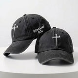Custom Embroidered Cross Washed Cotton Baseball Cap, Minimalist Faith Dad Hat