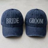 Bride Groom Embroidered Baseball Caps, Matching Wedding Couple Cotton Hats, Newlywed Gift