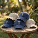 Custom Margarita Hat, Personalized Cocktail Cap, Embroidered Bow Margarita Tee, Summer Party Hat, Custom Name Side Cap, Cute Drink Gift