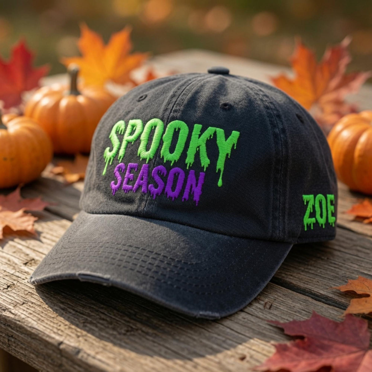 Custom Spooky Season Drip Font Embroidered Hat - Halloween Name Dad Cap