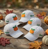 Custom Pumpkin Patch Embroidered Hat - Matching Family Fall Vacation Cap