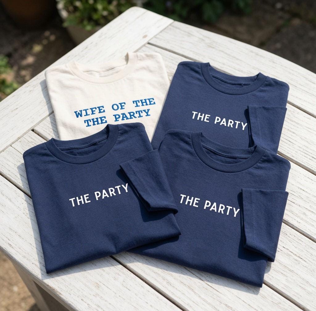 Custom Wife Of The Party Shirt, Minimalist Bachelorette Bridesmaid Matching Tee