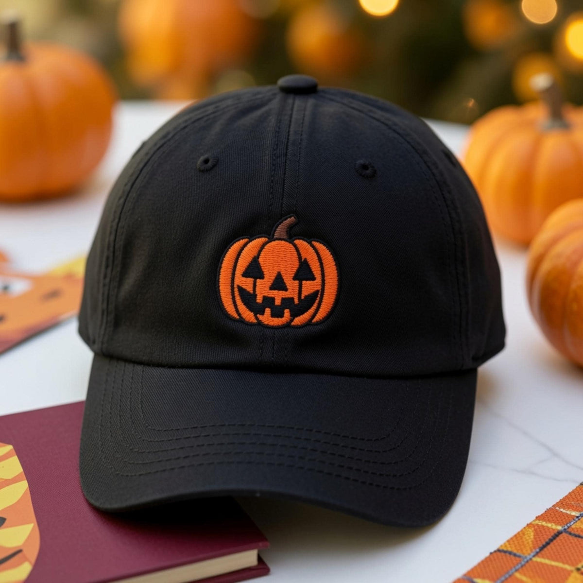 Halloween Pumpkin Group Embroidered Hat - Spooky Squad Matching Fall Cap