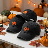 Halloween Pumpkin Group Embroidered Hat - Spooky Squad Matching Fall Cap