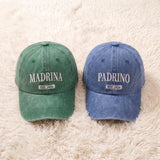 Matching Madrina Padrino Embroidered Hats, Godparents Baseball Caps, Baby Announcement Gift