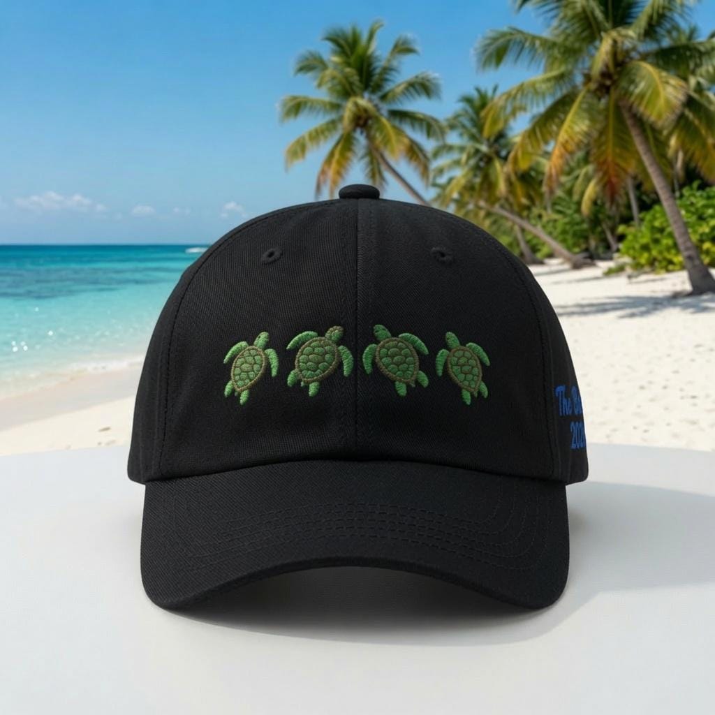 Sea Turtle Embroidered Hat, Coastal Beach Dad Hat, Ocean Lover Gift, vacation hat
