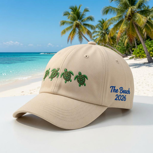 Sea Turtle Embroidered Hat, Coastal Beach Dad Hat, Ocean Lover Gift, vacation hat