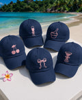 Cherry Bow Cocktail Embroidered Hat, Matching Bachelorette Party Baseball Caps, vacation hat