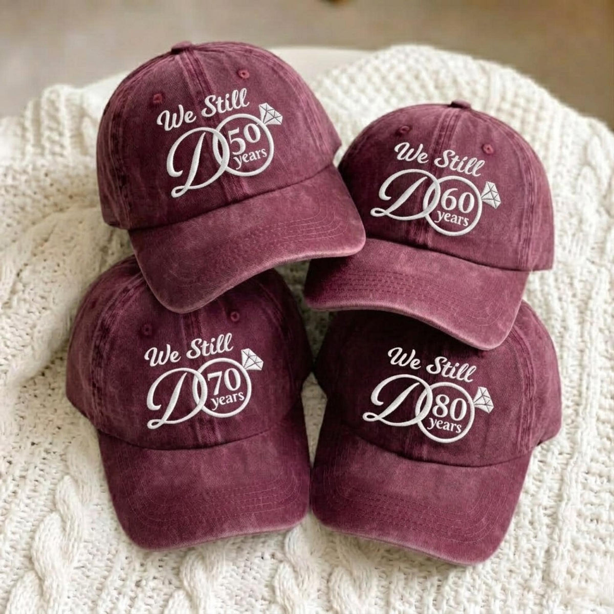 Custom Embroidered Washed Cotton Baseball Cap, Anniversary Gift, Personalized Dad Hat