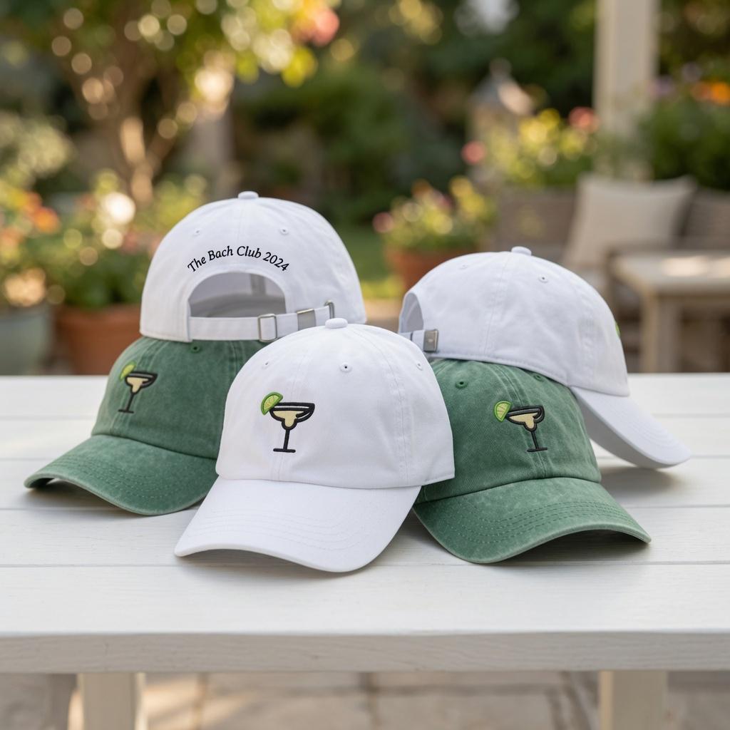 Custom Bachelorette Hats, Personalized Margarita Dad Cap, Front Back Embroidered Hat, Custom Vacation Group Caps, Girls Trip Cocktail Gifts