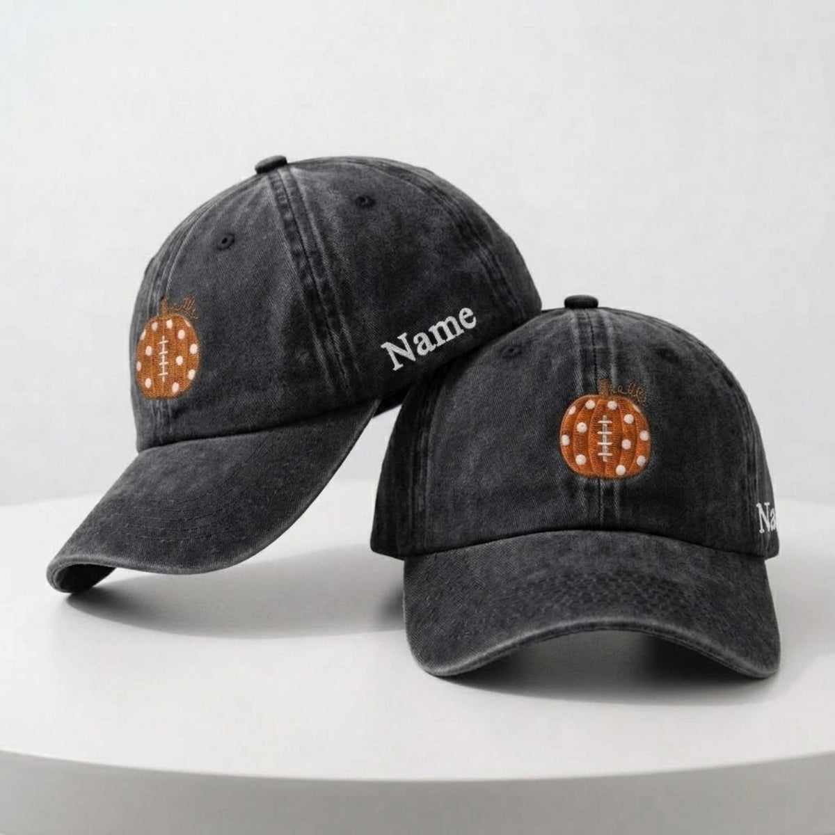 Pumpkin Football Mom Embroidered Hat, Fall Game Day Baseball Cap, Sports Mom Gift