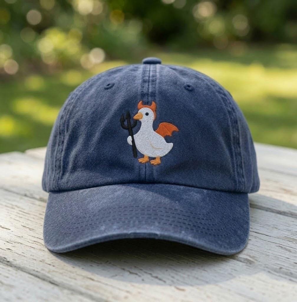 Custom Halloween Duck Hat, Embroidered Ghost Duck Cap, Funny Halloween Gift, Cute Duck Embroidered Dad Hat, Spooky Season Cap, Holiday Gift
