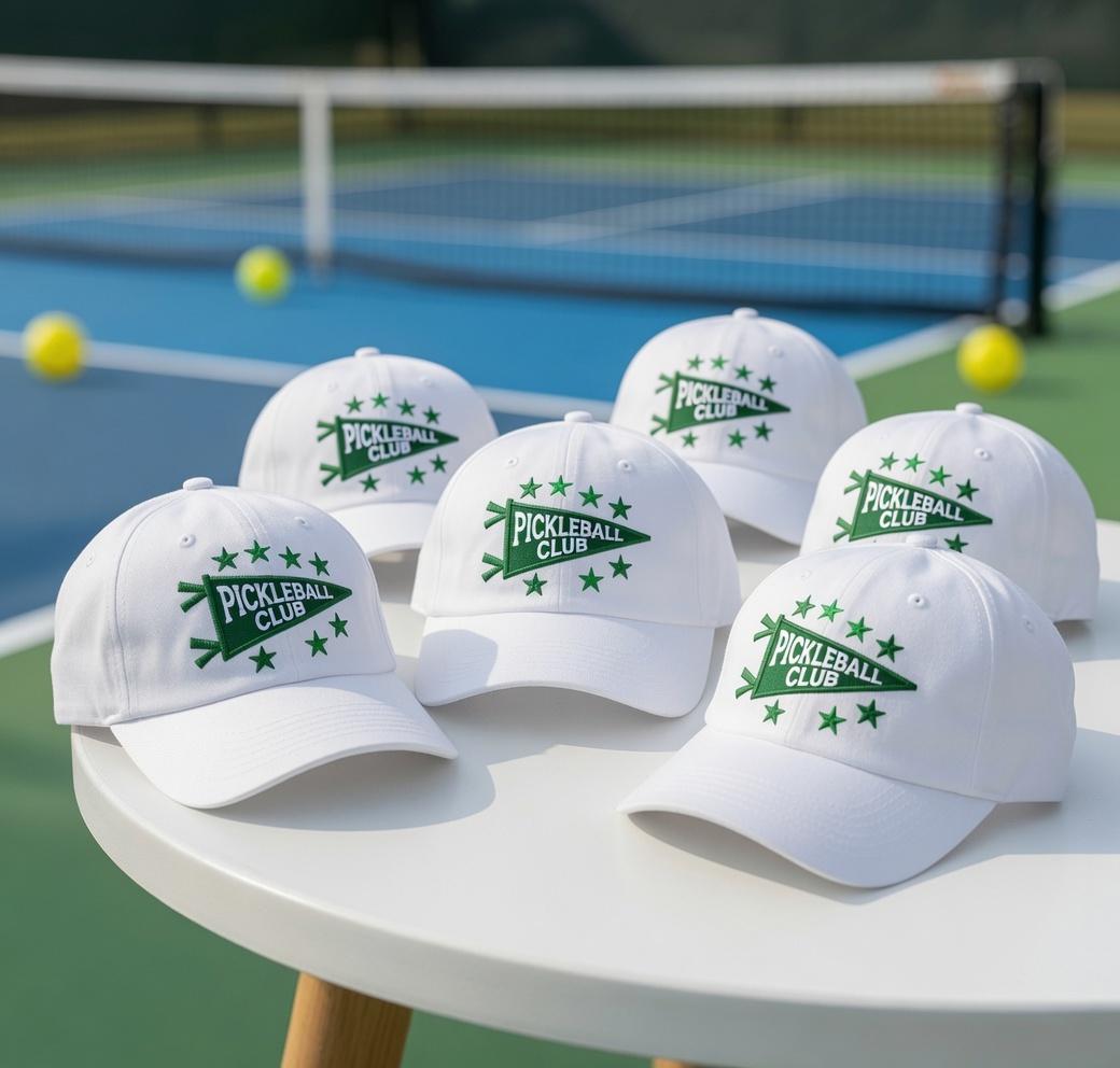Embroidered Pickleball Club Hat - Retro Pennant Activewear Sport Cap