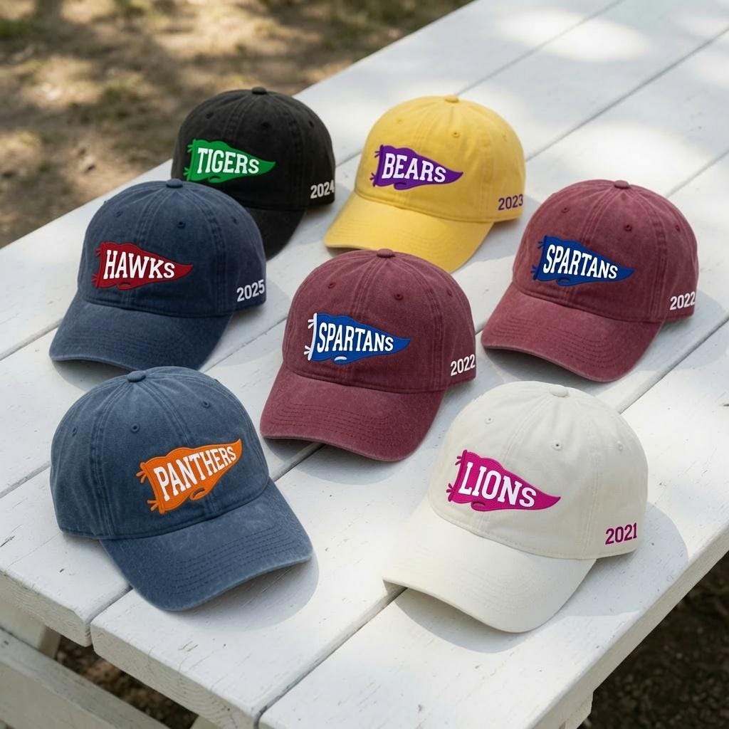Custom Mascot Name Sports Embroidered Hat - School Spirit Team Cap