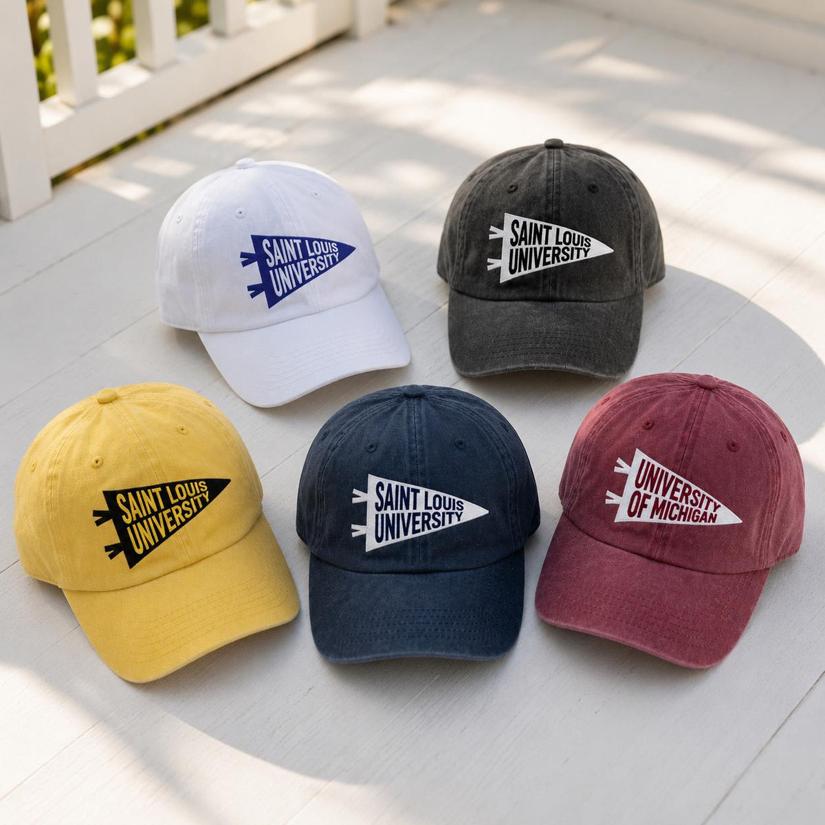 Custom College Pennant Embroidered Hat - Personalized Campus Spirit Cap