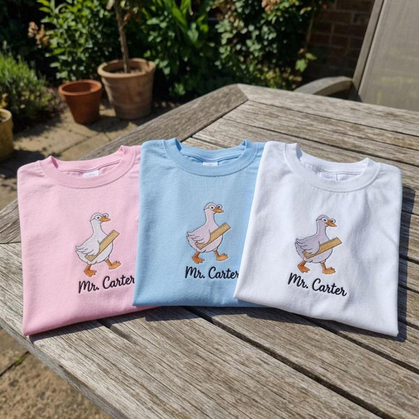 Custom Duck Teacher Shirt, Cute Back to School Personalized Name Duck Lover Tee