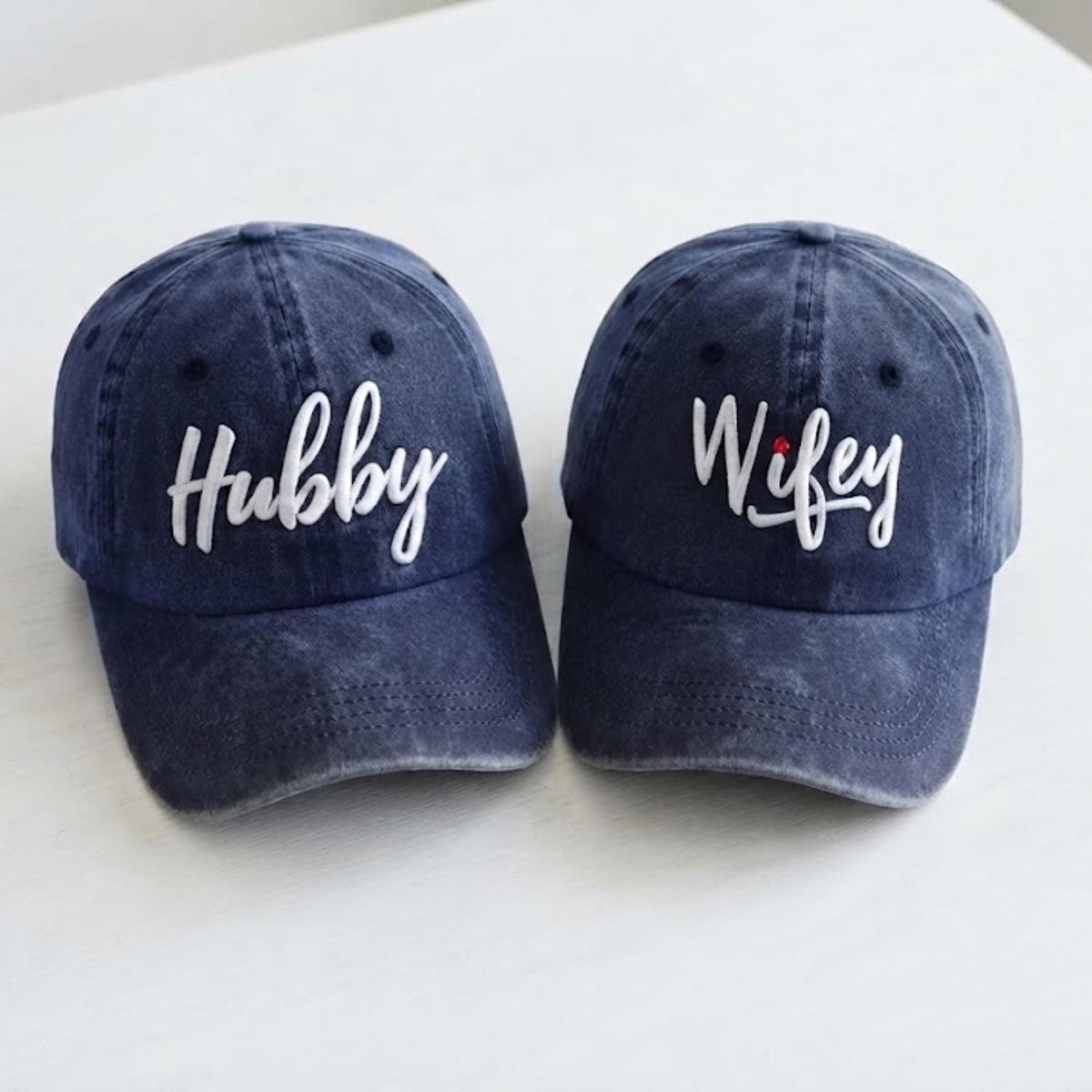 Matching Husband and Wife Embroidered Hats, Personalized Wedding Couple Baseball Caps
