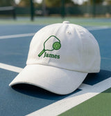 Custom Pickleball Paddle Embroidered Hat - Personalized Name Court Cap