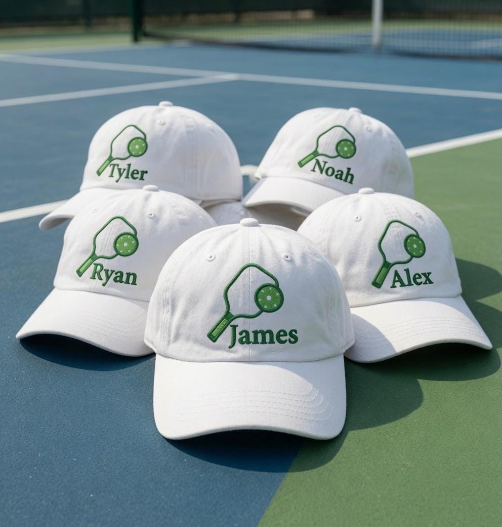Custom Pickleball Paddle Embroidered Hat - Personalized Name Court Cap
