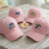 Coastal Ocean Animal Embroidered Hat, Dolphin Whale Turtle Baseball Cap, Vacation Mini Hat, Summer Gift