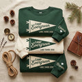 Custom Camp Lake Tahoe Sweatshirt, Personalized Camping Trip Pennant Crewneck