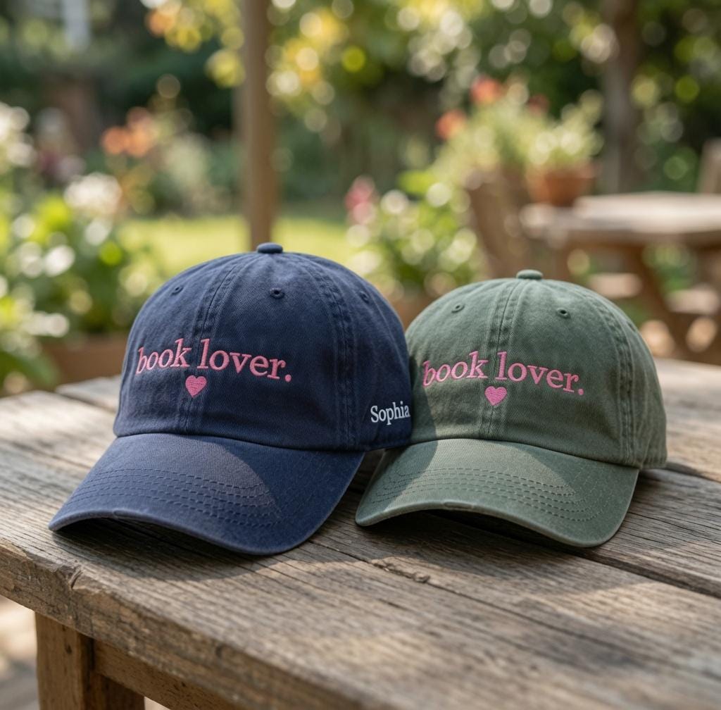 Custom Book Lover Hat, Embroidered Reader Cap, Personalized Bookish Gift, Cute Reading Hat, Custom Side Name Cap, Library Hat Book Club Gift