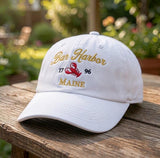 Bar Harbor Maine Lobster Embroidered Hat, Coastal Baseball Cap, Travel Souvenir Gift