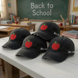 Personalized Apple Teacher Hat, Custom Name Embroidered Baseball Cap, Educator Gift