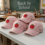 Personalized Apple Teacher Hat, Custom Name Embroidered Baseball Cap, Educator Gift