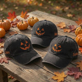 Personalized Jack O Lantern Embroidered Hat, Custom Halloween Pumpkin Baseball Cap, Fall Gift