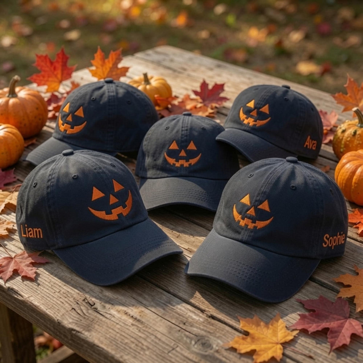 Personalized Jack O Lantern Embroidered Hat, Custom Halloween Pumpkin Baseball Cap, Fall Gift