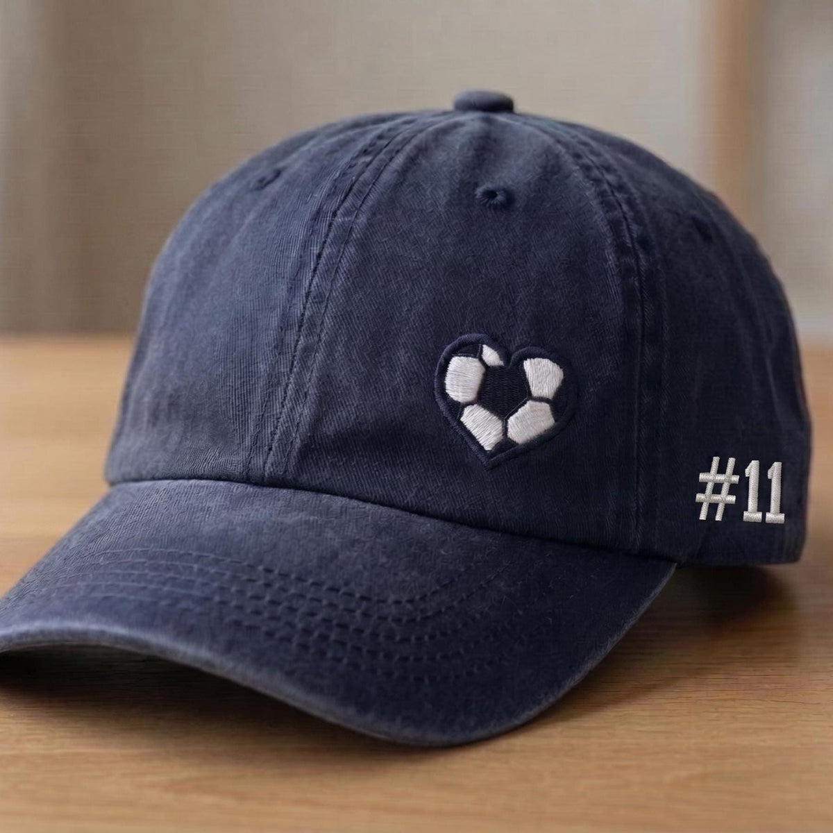 Soccer Heart Embroidered Hat, Custom Jersey Number Baseball Cap, Soccer Mom Game Day Gift