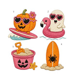 Summer Ghost and Pumpkin Embroidered Hat, Cute Spooky Beach Baseball Cap