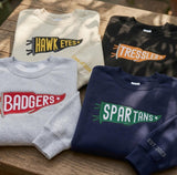 Custom Pennant Embroidered Sweatshirt, Personalized College Vintage Sports Crewneck