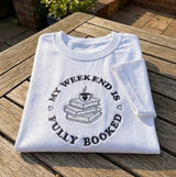 Custom Book Lover Shirt, Fully Booked Embroidered Coffee Bookworm Reading Club Tee