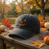 Matching Jack-o'-Lantern Couple Hat - Embroidered Pumpkin Halloween Cap